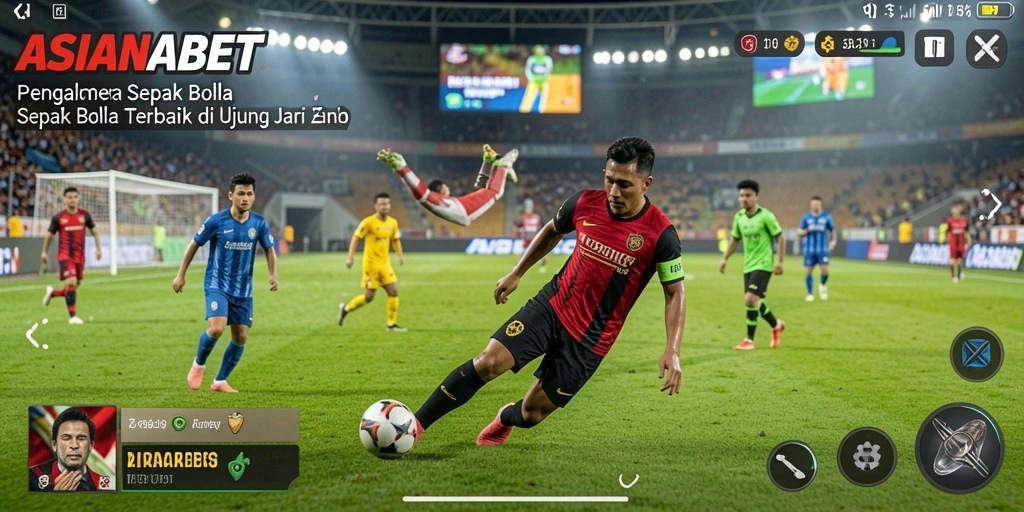 Screenshot utama ASIANABET menampilkan aksi seru permainan sepak bola.