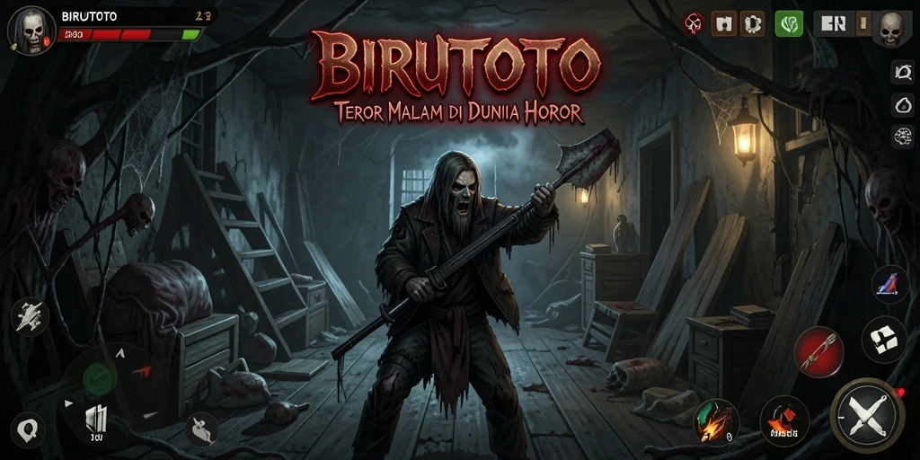 Tampilan gameplay menakutkan di dunia BIRUTOTO yang mencekam.