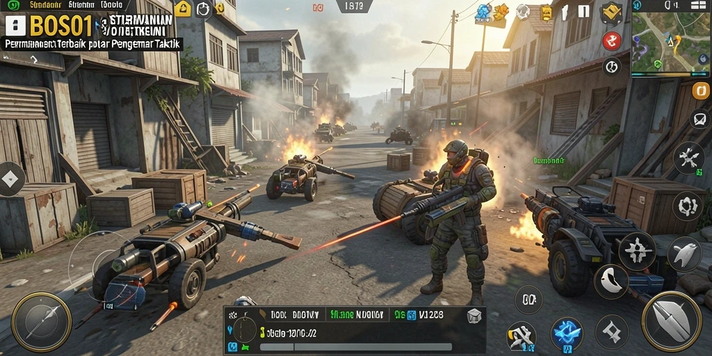 Tampilan gameplay strategis di BOS01 yang menantang dan menarik.