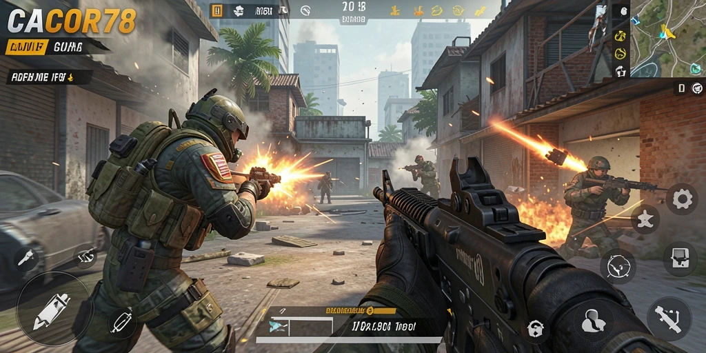 Tampilan gameplay intens dalam pertempuran FPS yang mendebarkan.