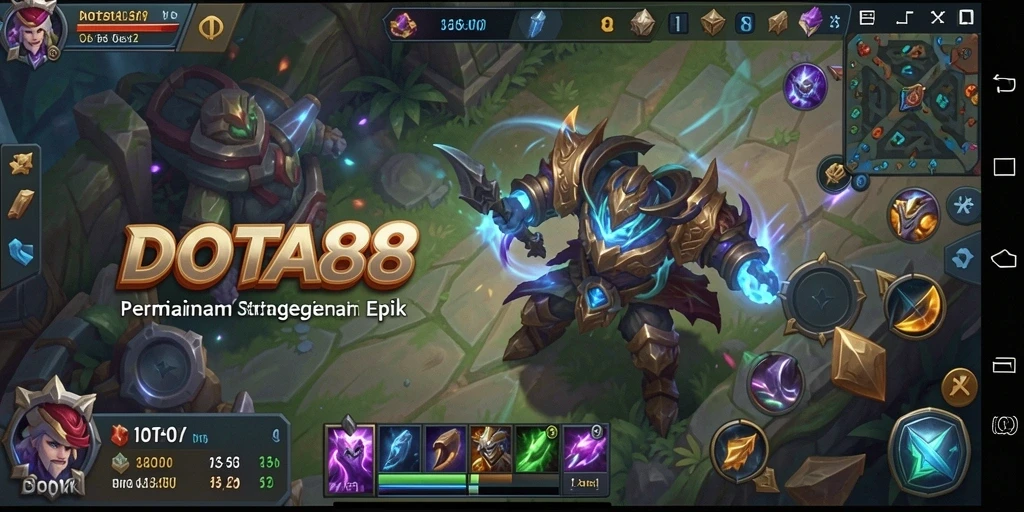 Tangkapan layar menampilkan pertempuran strategis yang intens di DOTA88.
