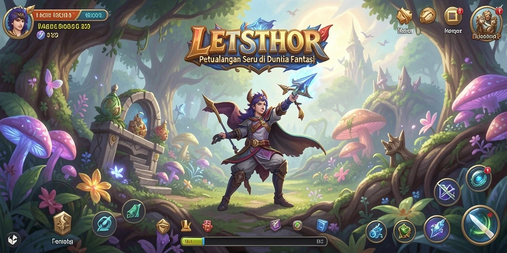 Tampilan gameplay LETSTHOR yang seru dan penuh warna.