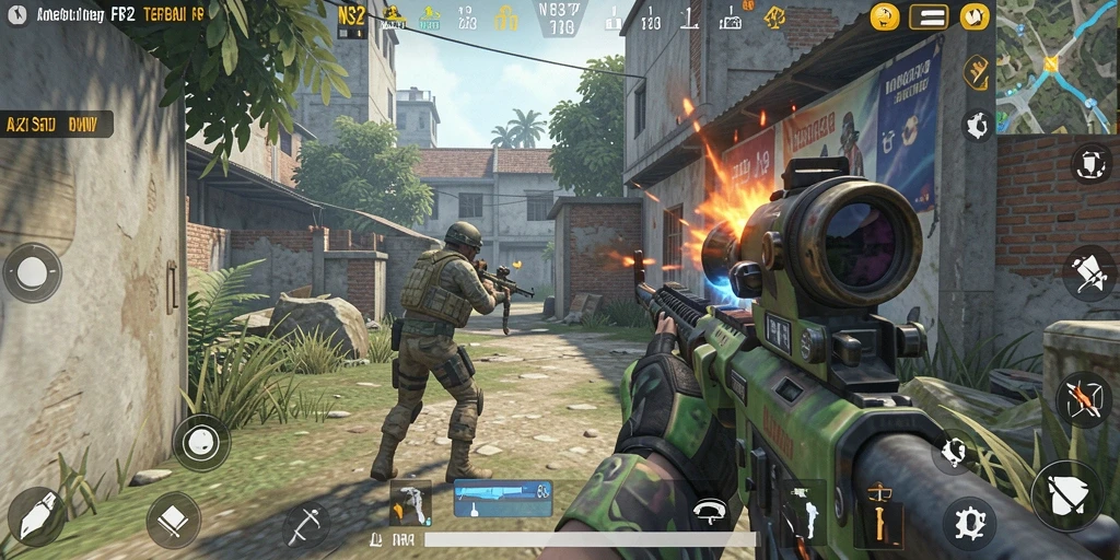Gameplay N32 yang menegangkan saat pertempuran FPS.