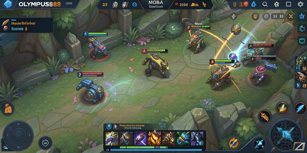 Screenshot OLYMPUS88 menampilkan aksi seru dalam pertempuran MOBA.
